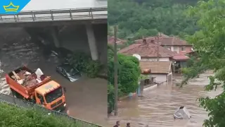 Река Черна излезе от коритото си и заля къщи край село Тича (видео)