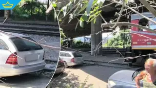 Неправилно паркиран автомобил спря принудително влак край Пловдив (видео)