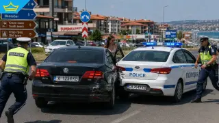 Гонка край Несебър: Неправоспособен с положителна проба за метамфетамин предизвика катастрофа с патрулка