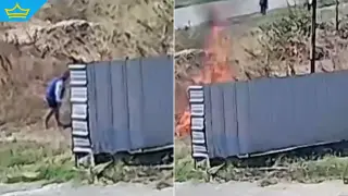 Камери заснеха мъж да пали умишлено сухи треви край Чирпан (видео)