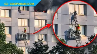 Скок от 11-ия етаж: пожарникар спаси жена от горяща сграда в Берлин (видео)