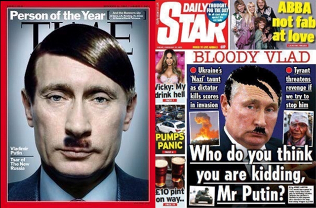 "Кървавата война на Путин": Западните медии изобразиха руския президент като Хитлер